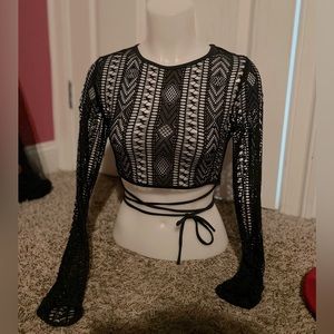 K Too Mesh long Sleeve Crop Top
